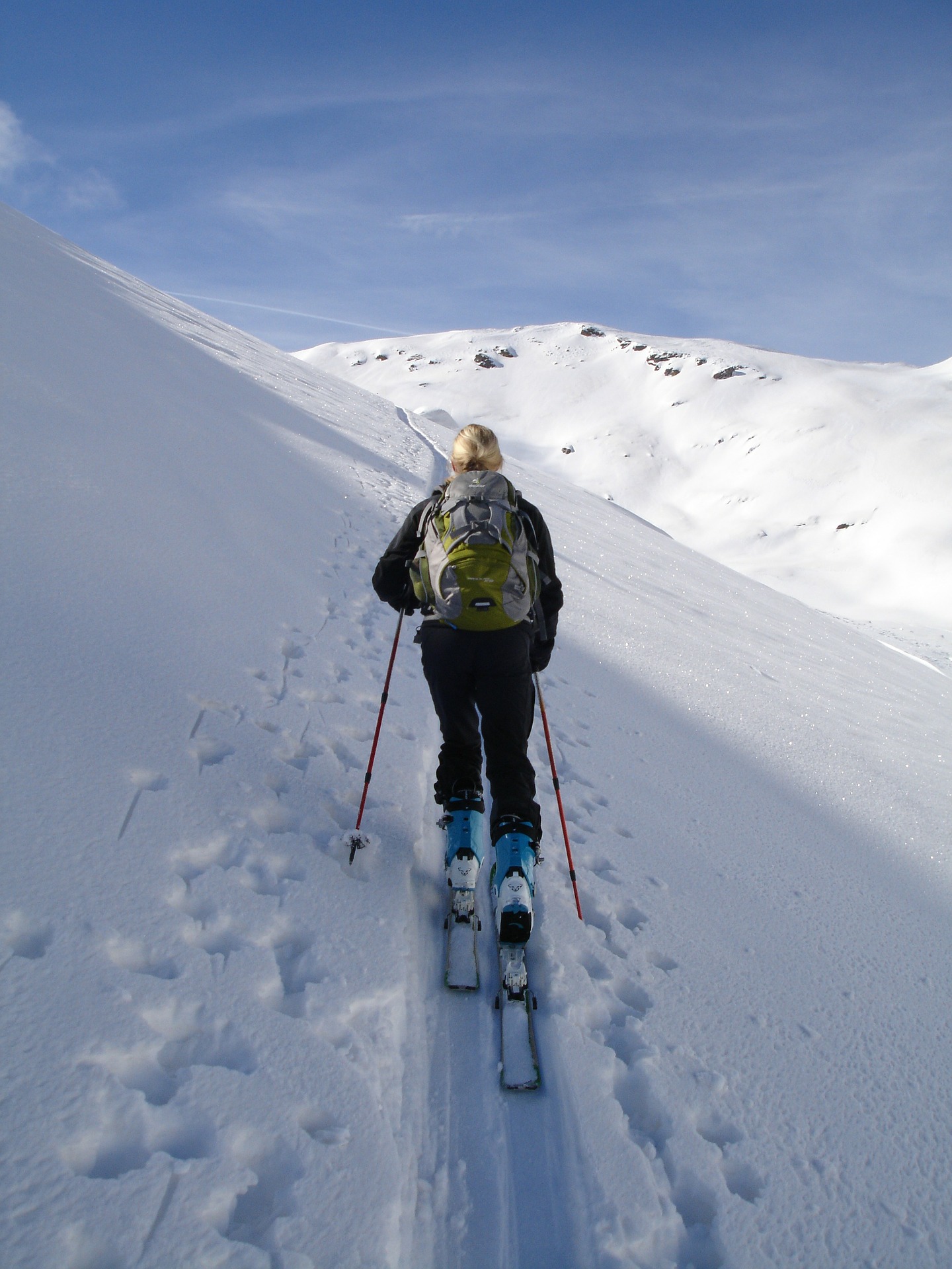 Backcountry skier with backpack