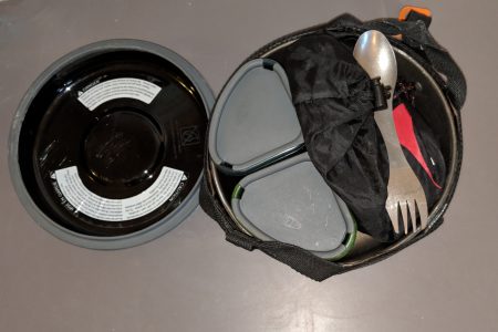 GSI Outdoors Pinnacle Backcountry Cookset packed with kitchen set